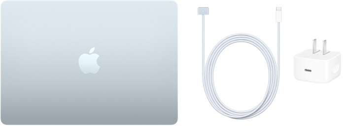 MacBook Air עם כבל USB-C ל-MagSafe 3 ומתאם מתח, מתוך מפרט Apple